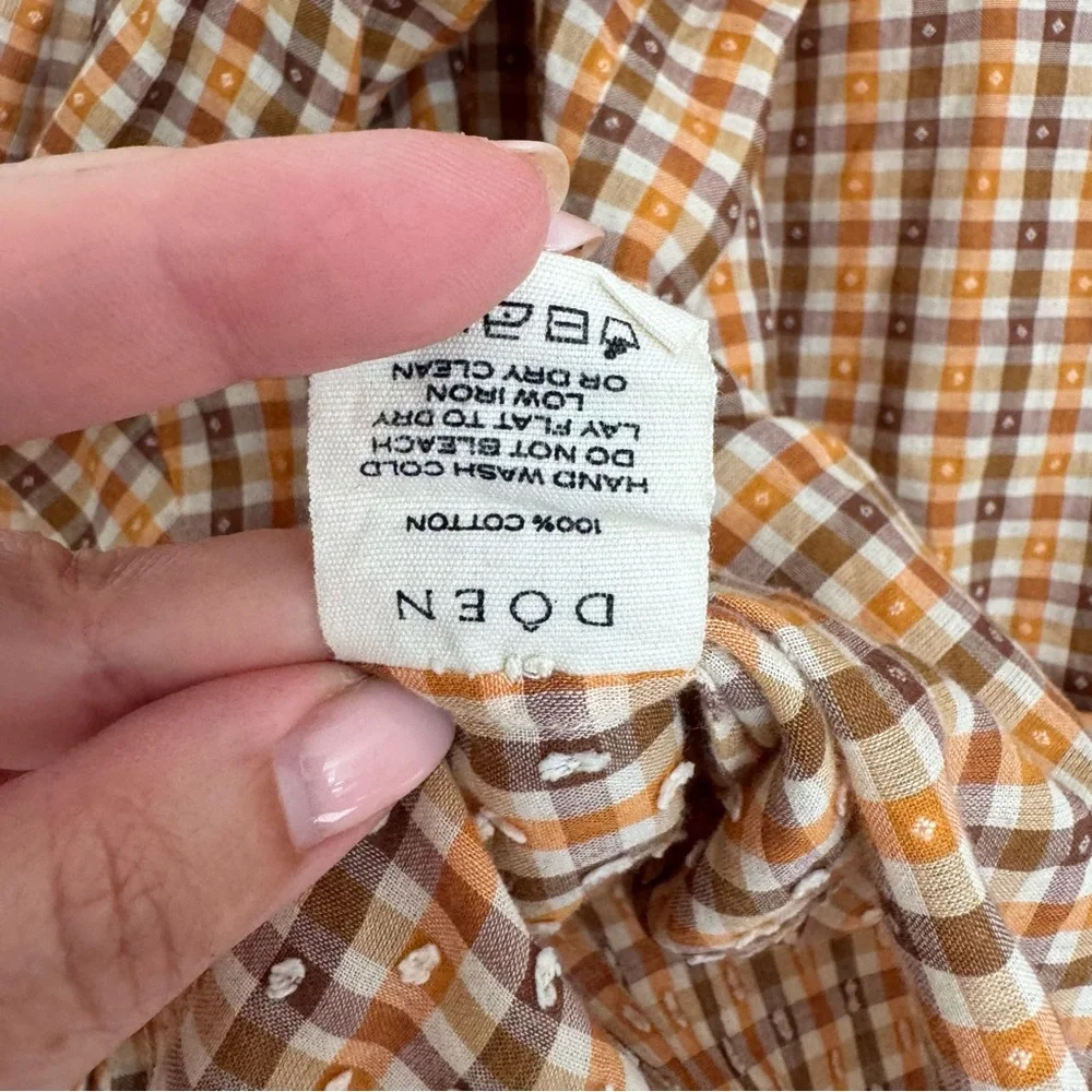 DOEN Scarlet Blouse Orange Meringue Plaid
Cotton Top Blouse - Picture 7 of 8